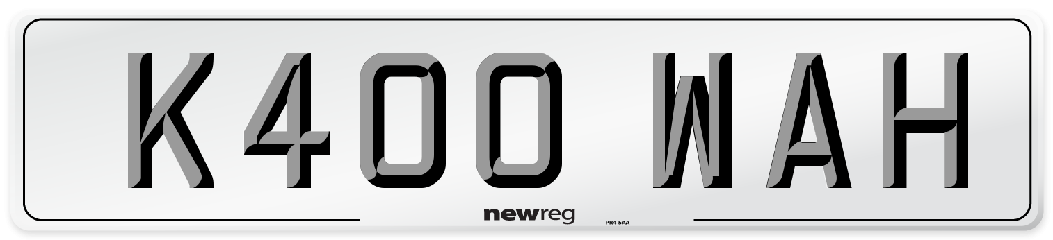 K400 WAH Number Plate from New Reg